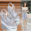 Women Sandals Summer Platform Sandals Buckle Strap Peep Toe Thick Bottom Modern Espadrille Sandals Platform Cross Buckle Strap Slingback Summer Open Toe Shoes by Stevvex