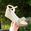 Women Sandals Summer Platform Sandals Buckle Strap Peep Toe Thick Bottom Modern Espadrille Sandals Platform Cross Buckle Strap Slingback Summer Open Toe Shoes by Stevvex