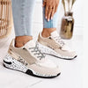 Women Sneakers Leopard Print Lace-Up Women's Vulcanize Shoes Sports Sneakers Breathable Height Increasing Walking Jogging Sneakers Gold Silver Sport Running Women's Sneakers by Stevvex