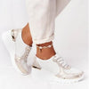 Women Sneakers Leopard Print Lace-Up Women's Vulcanize Shoes Sports Sneakers Breathable Height Increasing Walking Jogging Sneakers Gold Silver Sport Running Women's Sneakers by Stevvex