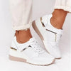 Women Sneakers Leopard Print Lace-Up Women's Vulcanize Shoes Sports Sneakers Breathable Height Increasing Walking Jogging Sneakers Gold Silver Sport Running Women's Sneakers by Stevvex