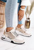Women Sneakers Leopard Print Lace-Up Women's Vulcanize Shoes Sports Sneakers Breathable Height Increasing Walking Jogging Sneakers Gold Silver Sport Running Women's Sneakers by Stevvex