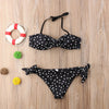 Women Strapless Bandage Push Up Dot Printed Bikini Set Women's Adjustable Bathing Suits Two Piece Swimwear Tie Cutout Low Waist String Bikini Set Lace Up Female Summer Swimwear Swimsuit Beachwear by Stevvex