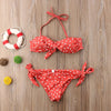Women Strapless Bandage Push Up Dot Printed Bikini Set Women's Adjustable Bathing Suits Two Piece Swimwear Tie Cutout Low Waist String Bikini Set Lace Up Female Summer Swimwear Swimsuit Beachwear by Stevvex