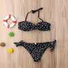 Women Strapless Bandage Push Up Dot Printed Bikini Set Women's Adjustable Bathing Suits Two Piece Swimwear Tie Cutout Low Waist String Bikini Set Lace Up Female Summer Swimwear Swimsuit Beachwear by Stevvex