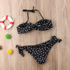 Women Strapless Bandage Push Up Dot Printed Bikini Set Women's Adjustable Bathing Suits Two Piece Swimwear Tie Cutout Low Waist String Bikini Set Lace Up Female Summer Swimwear Swimsuit Beachwear by Stevvex