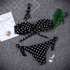Women Strapless Bandage Push Up Dot Printed Bikini Set Women's Adjustable Bathing Suits Two Piece Swimwear Tie Cutout Low Waist String Bikini Set Lace Up Female Summer Swimwear Swimsuit Beachwear by Stevvex
