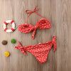 Women Strapless Bandage Push Up Dot Printed Bikini Set Women's Adjustable Bathing Suits Two Piece Swimwear Tie Cutout Low Waist String Bikini Set Lace Up Female Summer Swimwear Swimsuit Beachwear by Stevvex