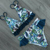 Women Summer High Waist Ruffle Bikini Set Swimwear Women Lady Floral Female Push Up Swimsuit Summer Beach Wear Bikini Pure Color Bikini Charming Ruffled Bra And Bottom Swimsuits by Stevvex