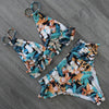Women Summer High Waist Ruffle Bikini Set Swimwear Women Lady Floral Female Push Up Swimsuit Summer Beach Wear Bikini Pure Color Bikini Charming Ruffled Bra And Bottom Swimsuits by Stevvex