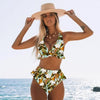 Women Summer High Waist Ruffle Bikini Set Swimwear Women Lady Floral Female Push Up Swimsuit Summer Beach Wear Bikini Pure Color Bikini Charming Ruffled Bra And Bottom Swimsuits by Stevvex