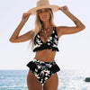 Women Summer High Waist Ruffle Bikini Set Swimwear Women Lady Floral Female Push Up Swimsuit Summer Beach Wear Bikini Pure Color Bikini Charming Ruffled Bra And Bottom Swimsuits by Stevvex