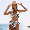 Women Summer High Waist Ruffle Bikini Set Swimwear Women Lady Floral Female Push Up Swimsuit Summer Beach Wear Bikini Pure Color Bikini Charming Ruffled Bra And Bottom Swimsuits by Stevvex