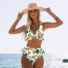Women Summer High Waist Ruffle Bikini Set Swimwear Women Lady Floral Female Push Up Swimsuit Summer Beach Wear Bikini Pure Color Bikini Charming Ruffled Bra And Bottom Swimsuits by Stevvex