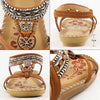 Women Summer Vintage Shoes Sandals Butterfly-knot Rhinestone Slides Elastic Band Sandal Comfort Flats Sandals With Elastic Ankle Strap Casual Rhinestone Shoes Beach Slip On Sandals by Stevvex