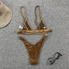 Women Swimsuit Triangle Micro Bikini Set Solid Swimwear Women's Swimsuit Halter Ribbed String Bathing Suit Bikini Set High Cut Swimming Bathing Suit Beachwear by Stevvex