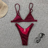 Women Swimsuit Triangle Micro Bikini Set Solid Swimwear Women's Swimsuit Halter Ribbed String Bathing Suit Bikini Set High Cut Swimming Bathing Suit Beachwear by Stevvex