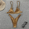 Women Swimsuit Triangle Micro Bikini Set Solid Swimwear Women's Swimsuit Halter Ribbed String Bathing Suit Bikini Set High Cut Swimming Bathing Suit Beachwear by Stevvex