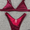 Women Swimsuit Triangle Micro Bikini Set Solid Swimwear Women's Swimsuit Halter Ribbed String Bathing Suit Bikini Set High Cut Swimming Bathing Suit Beachwear by Stevvex