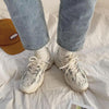 Women Thick Sneakers Fashion Mesh Chunky Sneakers Casual Shoes Autumn Reflective Comfortable Thick Sole White Flats Platform High Lace Up White Sneakers by Stevvex