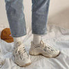 Women Thick Sneakers Fashion Mesh Chunky Sneakers Casual Shoes Autumn Reflective Comfortable Thick Sole White Flats Platform High Lace Up White Sneakers by Stevvex