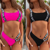 Women Two Piece Swimsuit Push Up Bikini Swimsuit For Women Two Piece High Waist Crisscross Halter Bikini Letter Printed Bathing Suits 2 Piece Bikini Luxury Bikini Set Sports Swimwear Swimsuit Backless Beachwear Bathing Suit by Stevvex