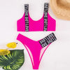 Women Two Piece Swimsuit Push Up Bikini Swimsuit For Women Two Piece High Waist Crisscross Halter Bikini Letter Printed Bathing Suits 2 Piece Bikini Luxury Bikini Set Sports Swimwear Swimsuit Backless Beachwear Bathing Suit by Stevvex