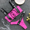 Women Two Piece Swimsuit Push Up Bikini Swimsuit For Women Two Piece High Waist Crisscross Halter Bikini Letter Printed Bathing Suits 2 Piece Bikini Luxury Bikini Set Sports Swimwear Swimsuit Backless Beachwear Bathing Suit by Stevvex