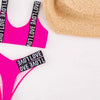 Women Two Piece Swimsuit Push Up Bikini Swimsuit For Women Two Piece High Waist Crisscross Halter Bikini Letter Printed Bathing Suits 2 Piece Bikini Luxury Bikini Set Sports Swimwear Swimsuit Backless Beachwear Bathing Suit by Stevvex