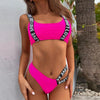 Women Two Piece Swimsuit Push Up Bikini Swimsuit For Women Two Piece High Waist Crisscross Halter Bikini Letter Printed Bathing Suits 2 Piece Bikini Luxury Bikini Set Sports Swimwear Swimsuit Backless Beachwear Bathing Suit by Stevvex