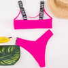 Women Two Piece Swimsuit Push Up Bikini Swimsuit For Women Two Piece High Waist Crisscross Halter Bikini Letter Printed Bathing Suits 2 Piece Bikini Luxury Bikini Set Sports Swimwear Swimsuit Backless Beachwear Bathing Suit by Stevvex