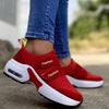 Womens Red Sneakers Air Cushion Shoes Woman Mesh Sneakers Breathable Flats Womens Casual Air Cushion Sneakers Lightweight Non Slip Sport Jogging Gym Fitness Workout Tennis Walking Espadrilles by Stevvex