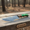 Handmade Damascus Tracker Knife 10 Inch with Green Pakka Wood and Rosewood Handle by JW SteelCrafts