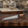 13" Raindrop Damascus Kiritsuke Chef Knife — 8" Blade with Olive Wood & Rosewood Handle by JW SteelCrafts