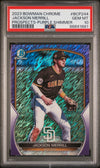 Graded 2023 Topps Bowman Chrome Jackson Merrill #BCP244 Prospects Purple Shimmer #/250 Rookie RC Baseball Card PSA 10 Gem Mint