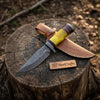 Handmade Hunter Clip Point Bowie Knife Damascus Steel Yellow Handle JW SteelCrafts by JW SteelCrafts
