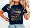 Baseball Tee Premium Soft Cotton Graphic Shirt My Boy Might Not Always Swing But I Do by Everyday Customs Co.