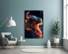 Fire Lion Glass Wall Art by Insigneart USA