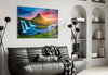 Kirkjufellsfoss Waterfall and View Glass Wall Art by Insigneart USA