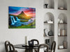Kirkjufellsfoss Waterfall and View Glass Wall Art by Insigneart USA
