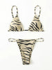 Zebra Print Push Up Bikini New Arrival Padded Bra Low Waist Swimsuit Female Swimwear Women Women's Ruffle Triangle Bikini Frill Printed String Tie Side Two Piece Set Swimsuit by Stevvex