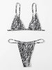 Zebra Print Push Up Bikini New Arrival Padded Bra Low Waist Swimsuit Female Swimwear Women Women's Ruffle Triangle Bikini Frill Printed String Tie Side Two Piece Set Swimsuit by Stevvex