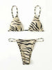 Zebra Print Push Up Bikini New Arrival Padded Bra Low Waist Swimsuit Female Swimwear Women Women's Ruffle Triangle Bikini Frill Printed String Tie Side Two Piece Set Swimsuit by Stevvex
